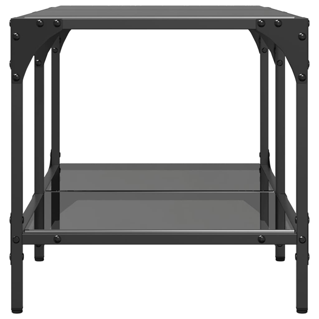 vidaXL Mesa de centro superficie de vidrio acero negra 78,5x40x40 cm