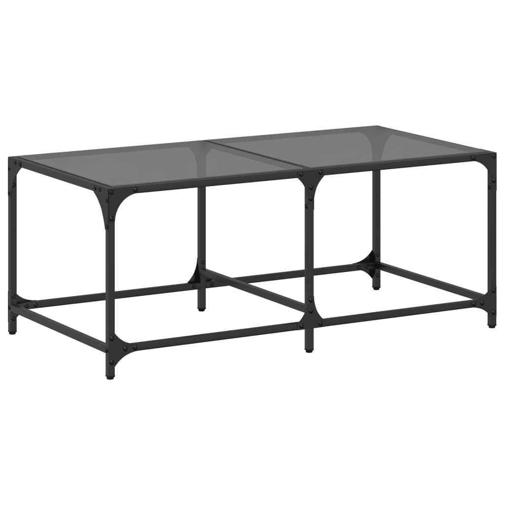 vidaXL Mesa de centro superficie de vidrio acero negra 98,5x50x40 cm