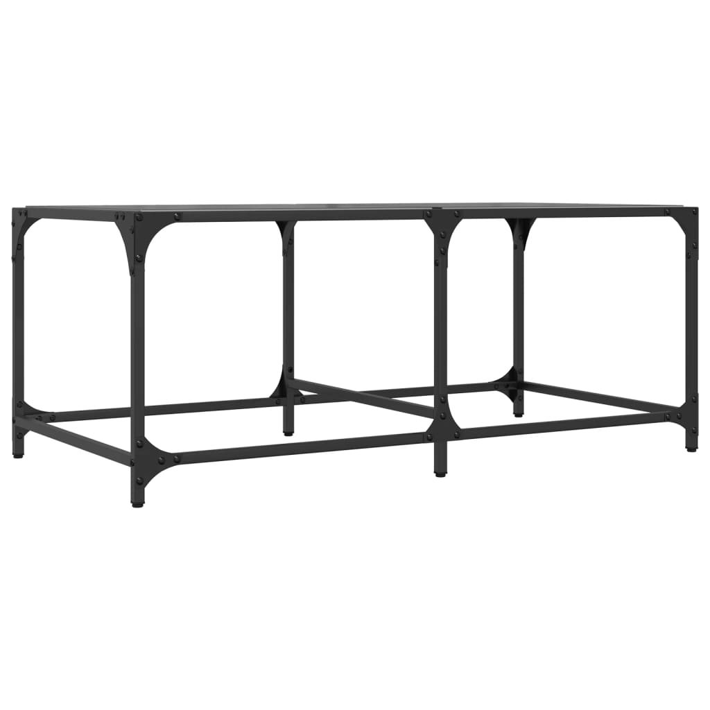 vidaXL Mesa de centro superficie de vidrio acero negra 98,5x50x40 cm