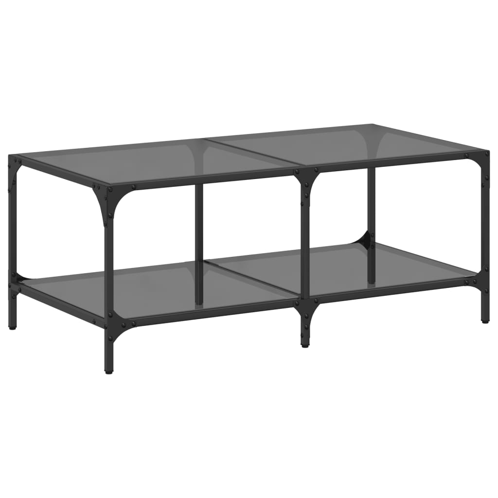 vidaXL Mesa de centro superficie de vidrio acero negra 98,5x50x40 cm