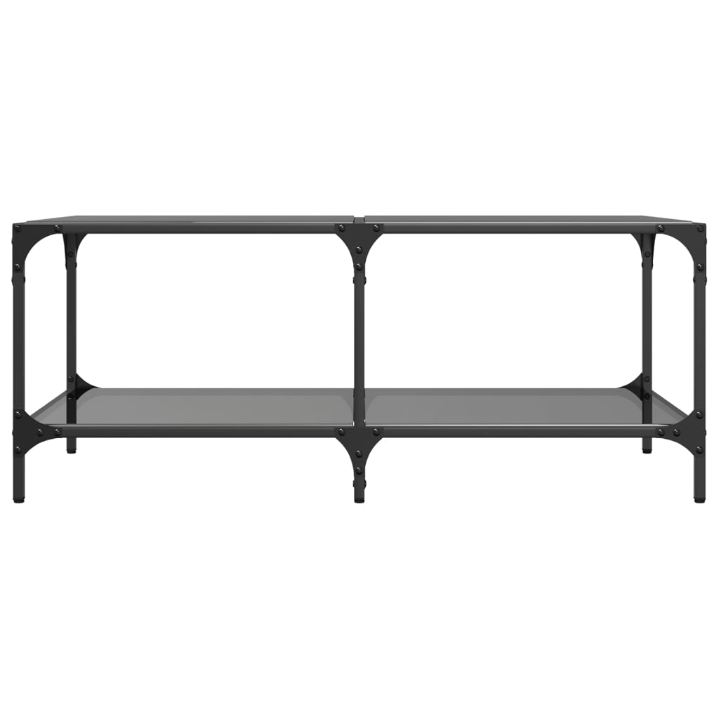 vidaXL Mesa de centro superficie de vidrio acero negra 98,5x50x40 cm