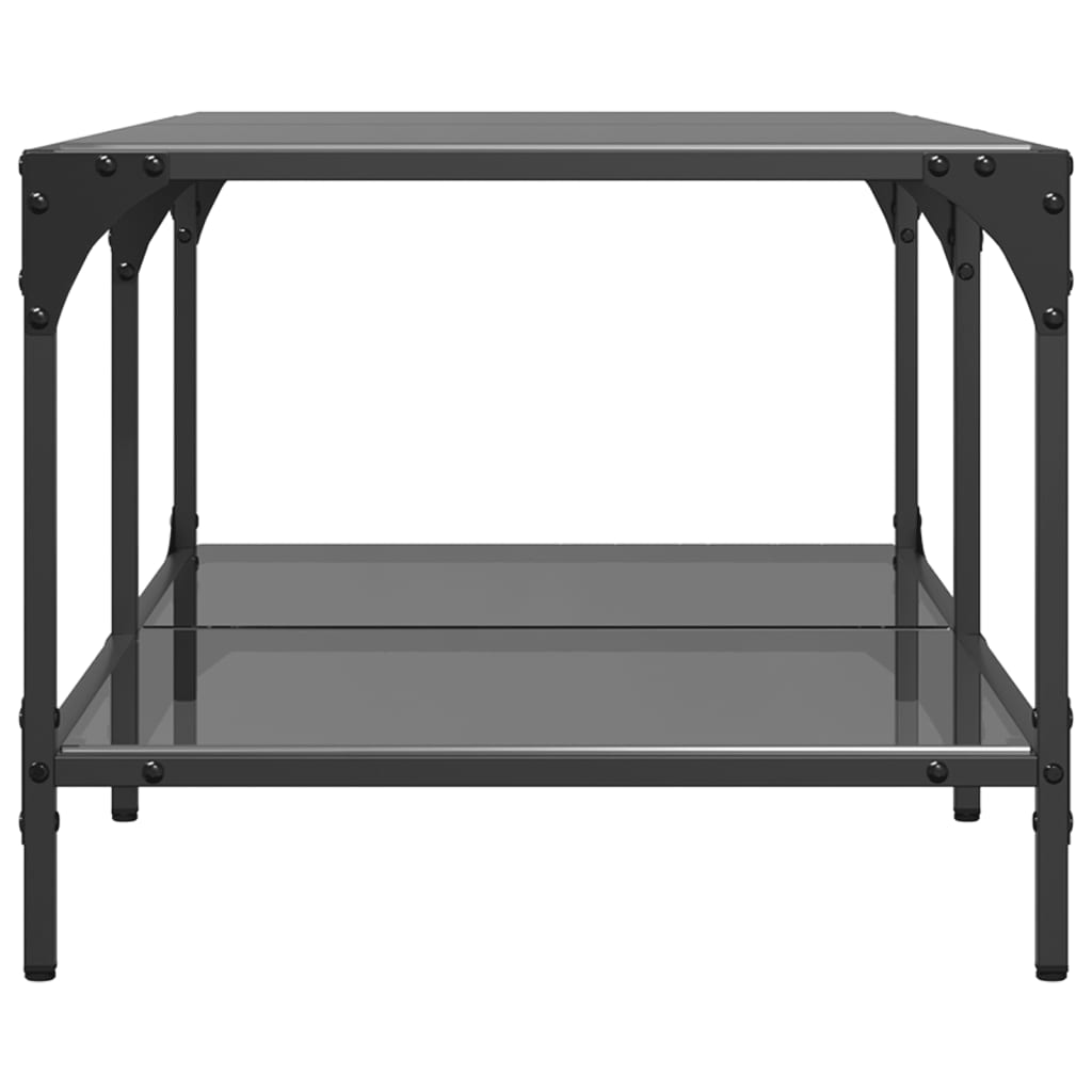 vidaXL Mesa de centro superficie de vidrio acero negra 98,5x50x40 cm