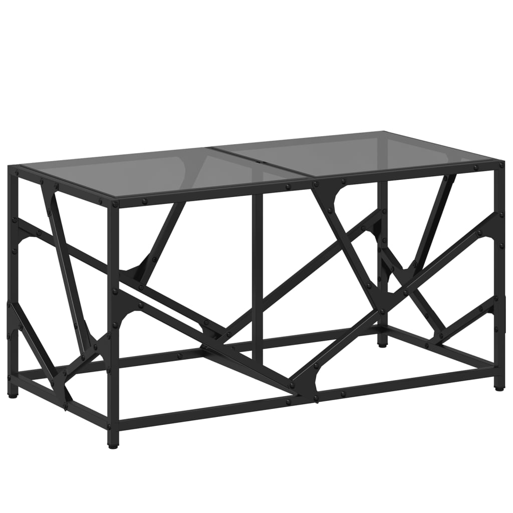 vidaXL Mesa de centro acero superficie de vidrio negra 78,5x40x41cm