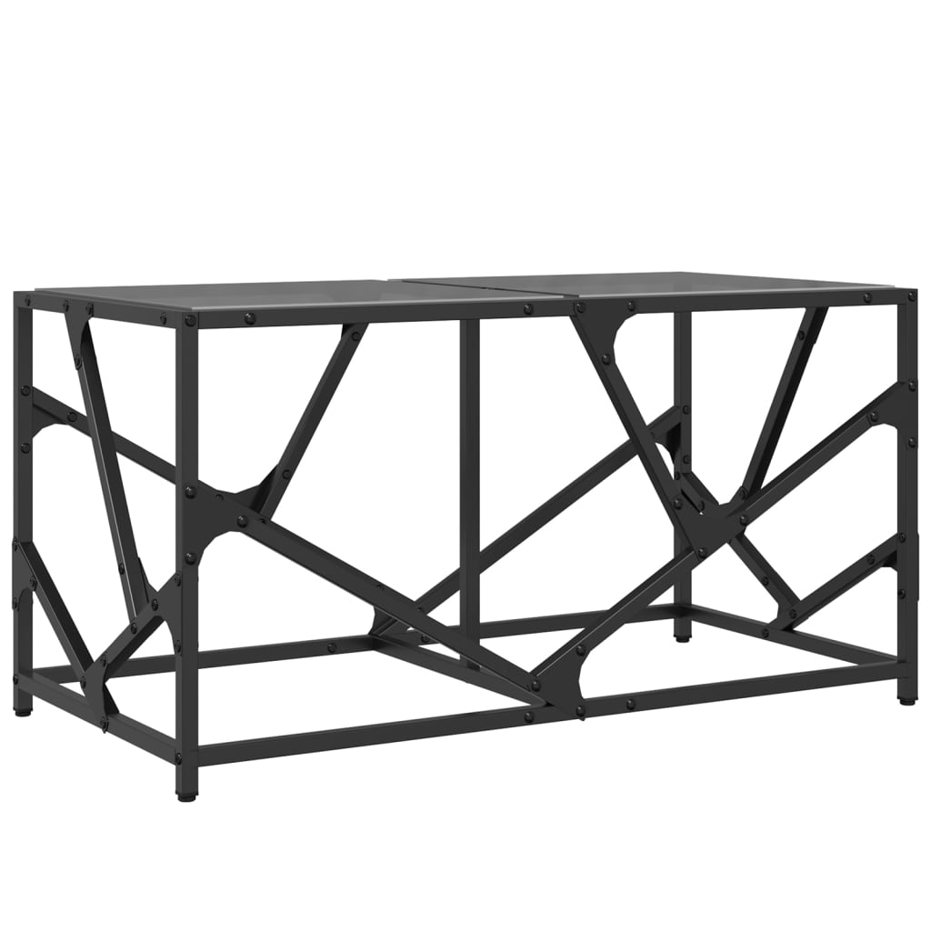 vidaXL Mesa de centro acero superficie de vidrio negra 78,5x40x41cm