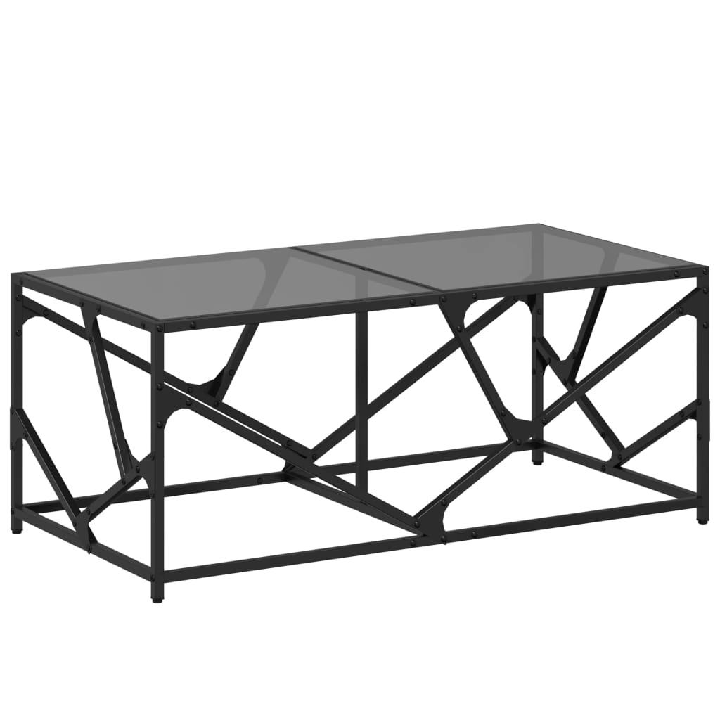 vidaXL Mesa de centro de acero superficie de vidrio negra 98,5x50x41cm