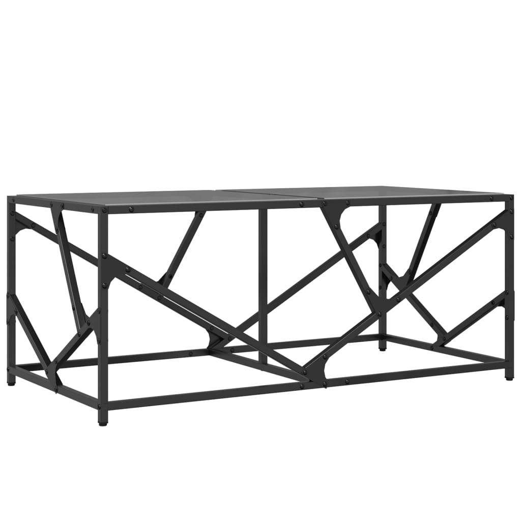 vidaXL Mesa de centro de acero superficie de vidrio negra 98,5x50x41cm