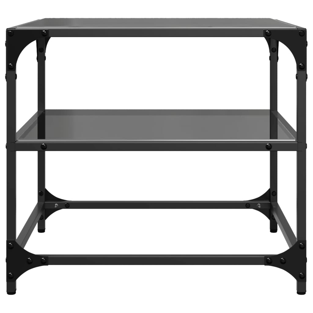 vidaXL Mesa de centro superficie de vidrio acero negra 50x50x45 cm