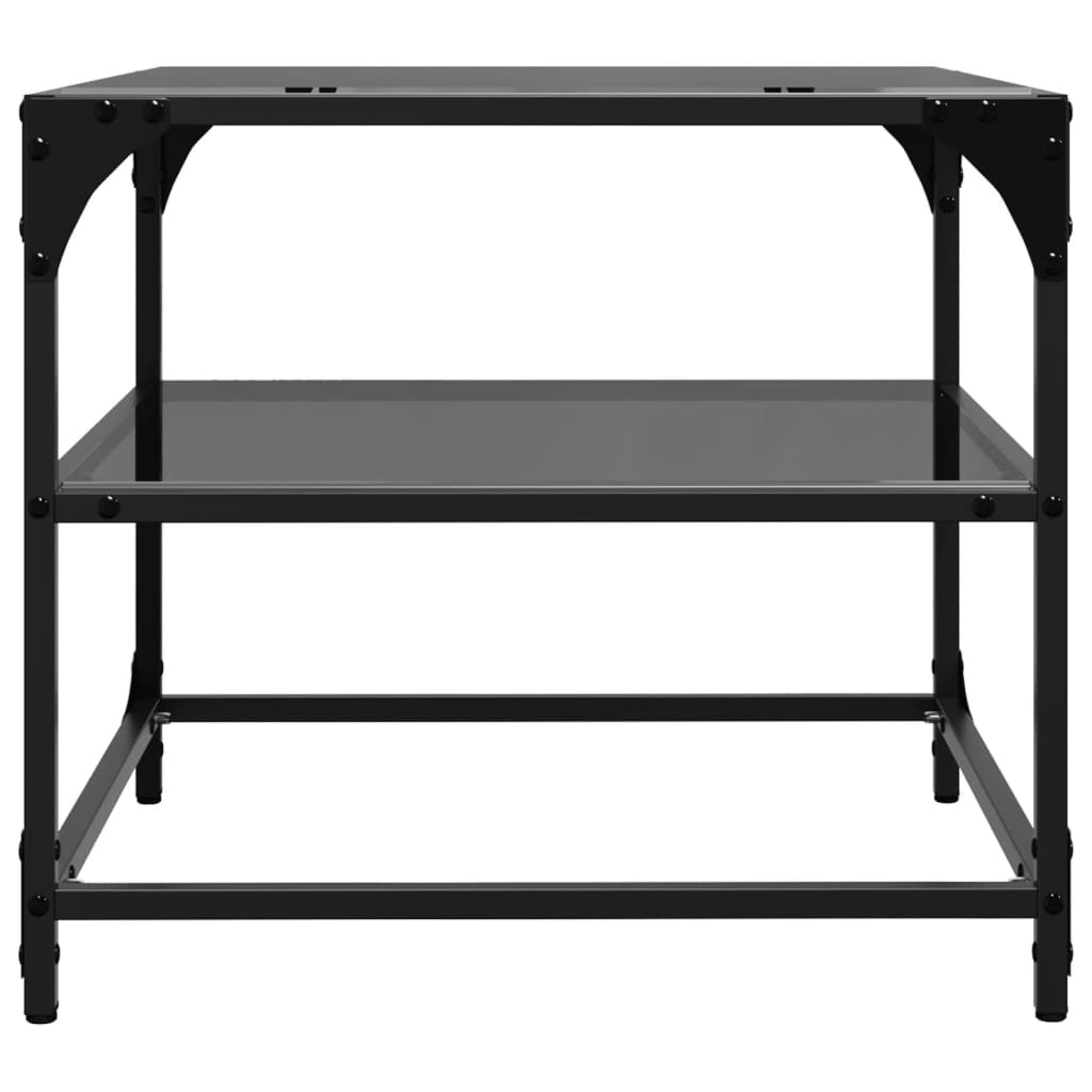 vidaXL Mesa de centro superficie de vidrio acero negra 50x50x45 cm