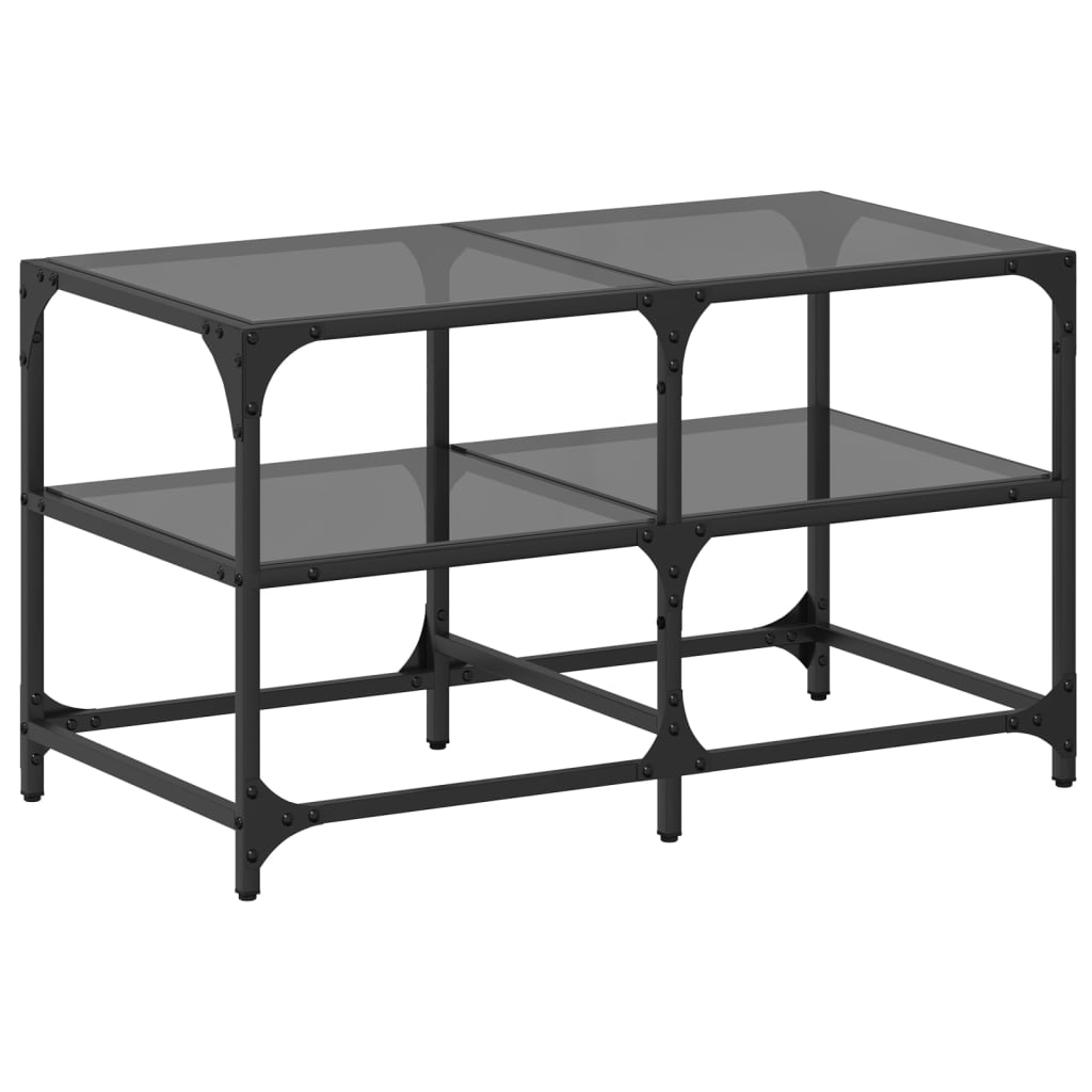 vidaXL Mesa de centro superficie de vidrio acero negra 78,5x40x45 cm