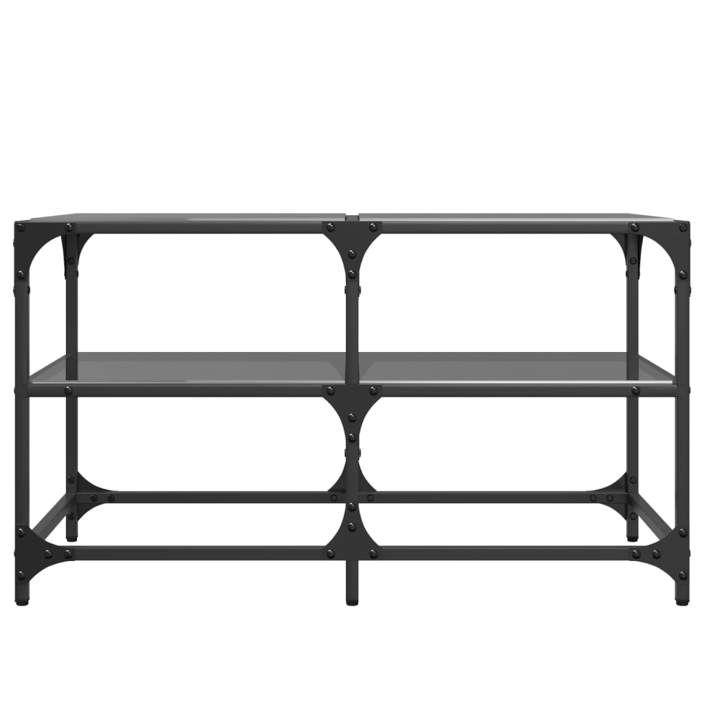 vidaXL Mesa de centro superficie de vidrio acero negra 78,5x40x45 cm