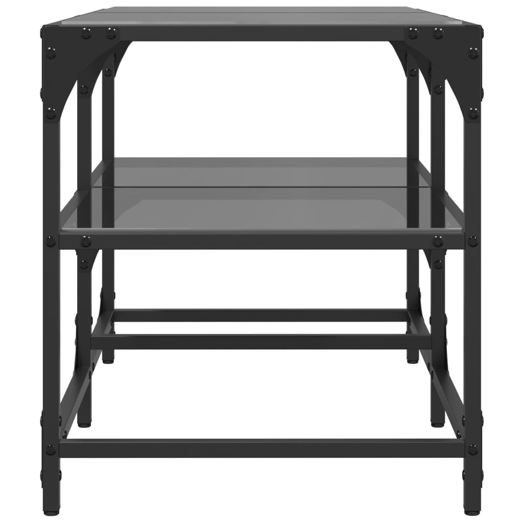 vidaXL Mesa de centro superficie de vidrio acero negra 78,5x40x45 cm