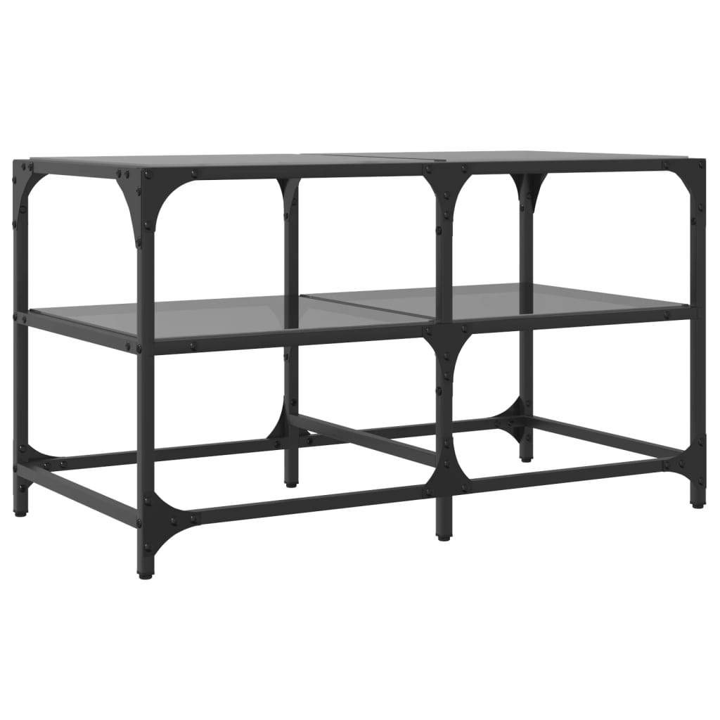 vidaXL Mesa de centro superficie de vidrio acero negra 78,5x40x45 cm