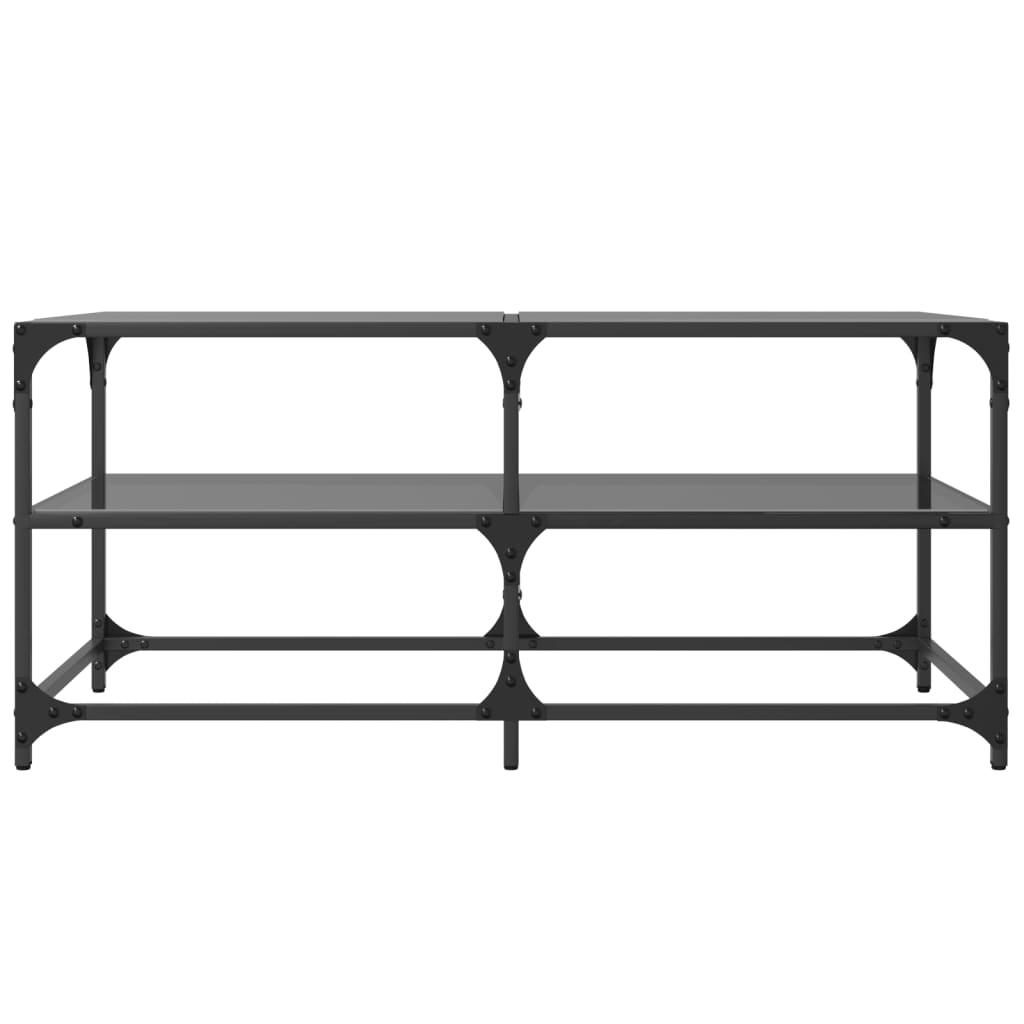 vidaXL Mesa de centro superficie de vidrio acero negra 98,5x50x45 cm