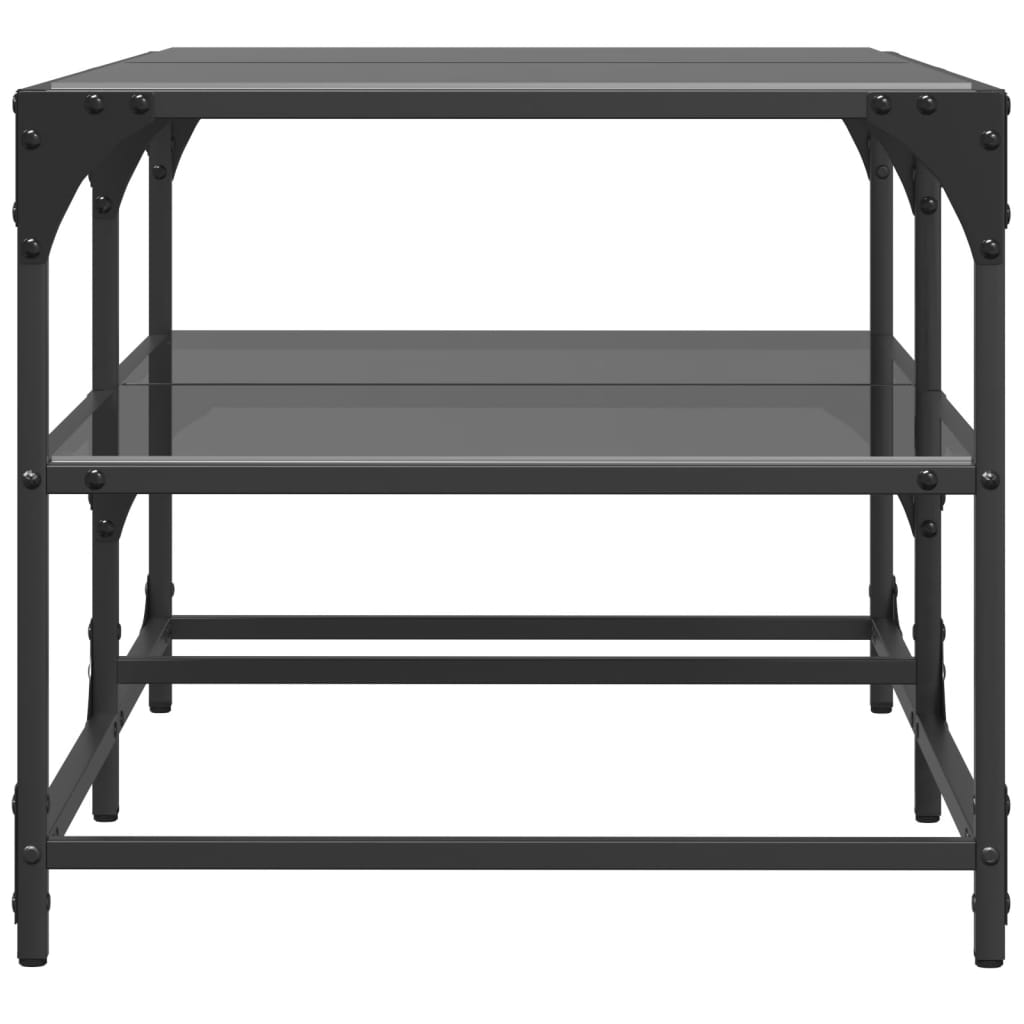 vidaXL Mesa de centro superficie de vidrio acero negra 98,5x50x45 cm