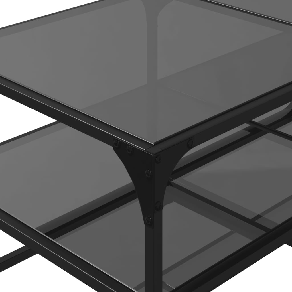 vidaXL Mesa de centro superficie de vidrio acero negra 98,5x50x45 cm