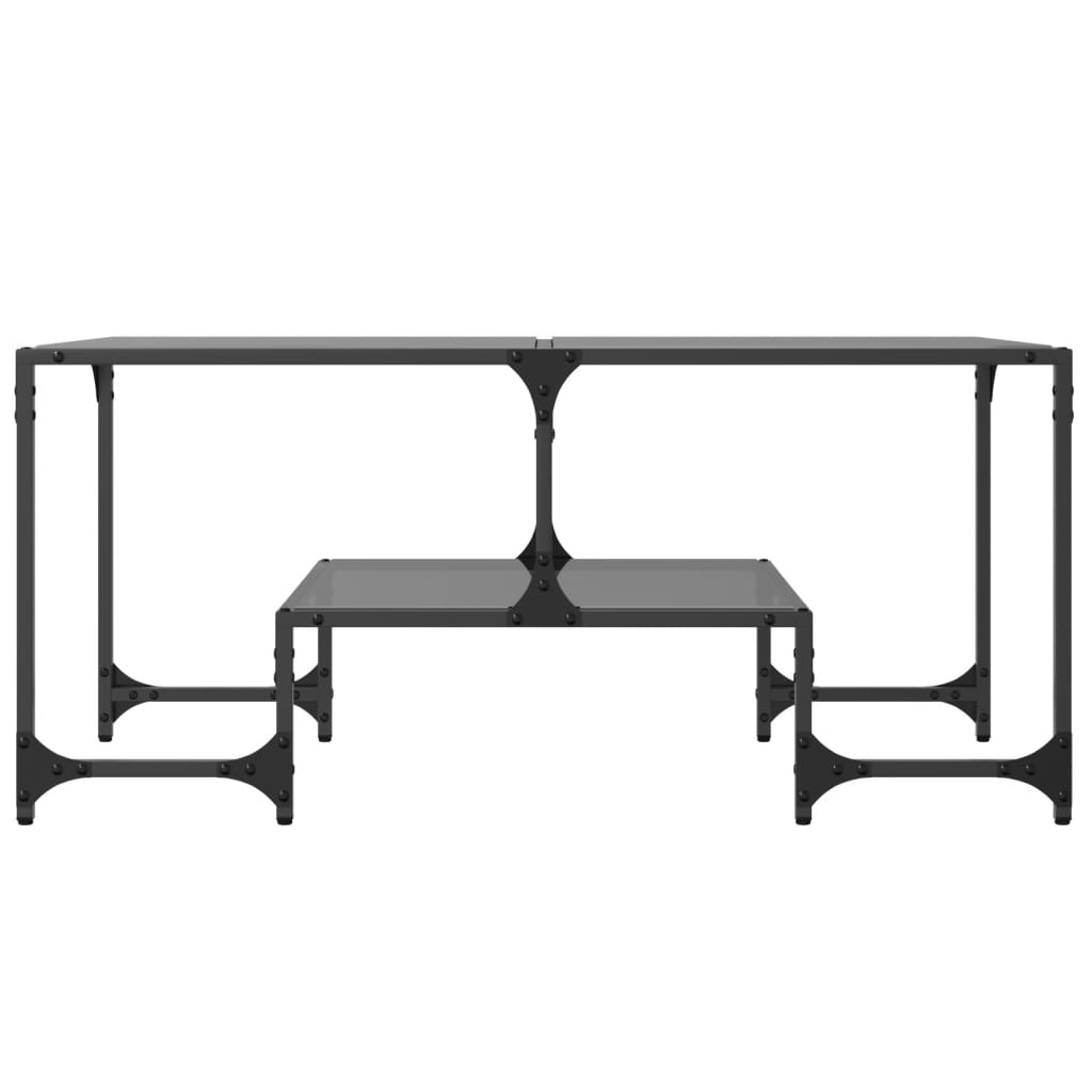 vidaXL Mesa de centro superficie de vidrio acero negra 98,5x50x45 cm