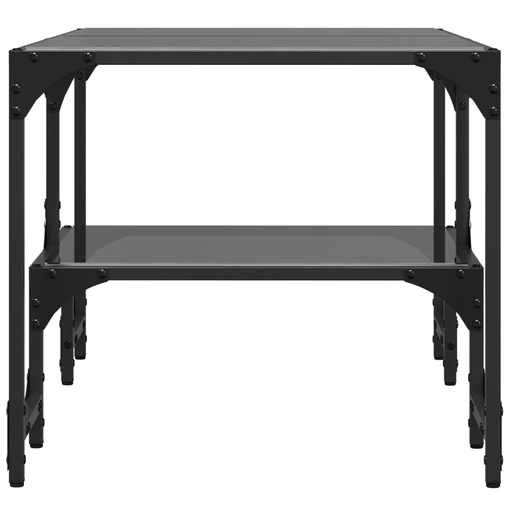 vidaXL Mesa de centro superficie de vidrio acero negra 98,5x50x45 cm