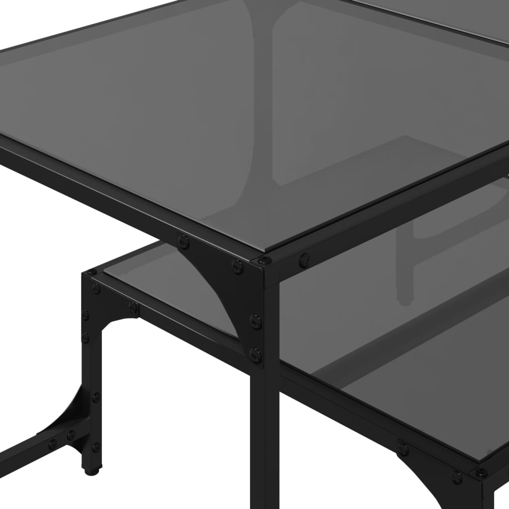 vidaXL Mesa de centro superficie de vidrio acero negra 98,5x50x45 cm