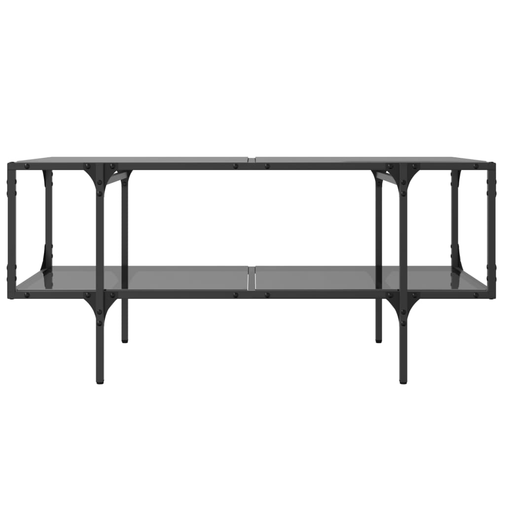 vidaXL Mesa de centro superficie de vidrio acero negra 98,5x50x45 cm