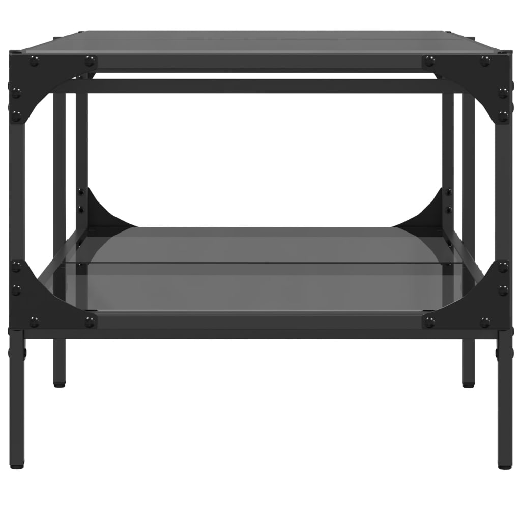 vidaXL Mesa de centro superficie de vidrio acero negra 98,5x50x45 cm