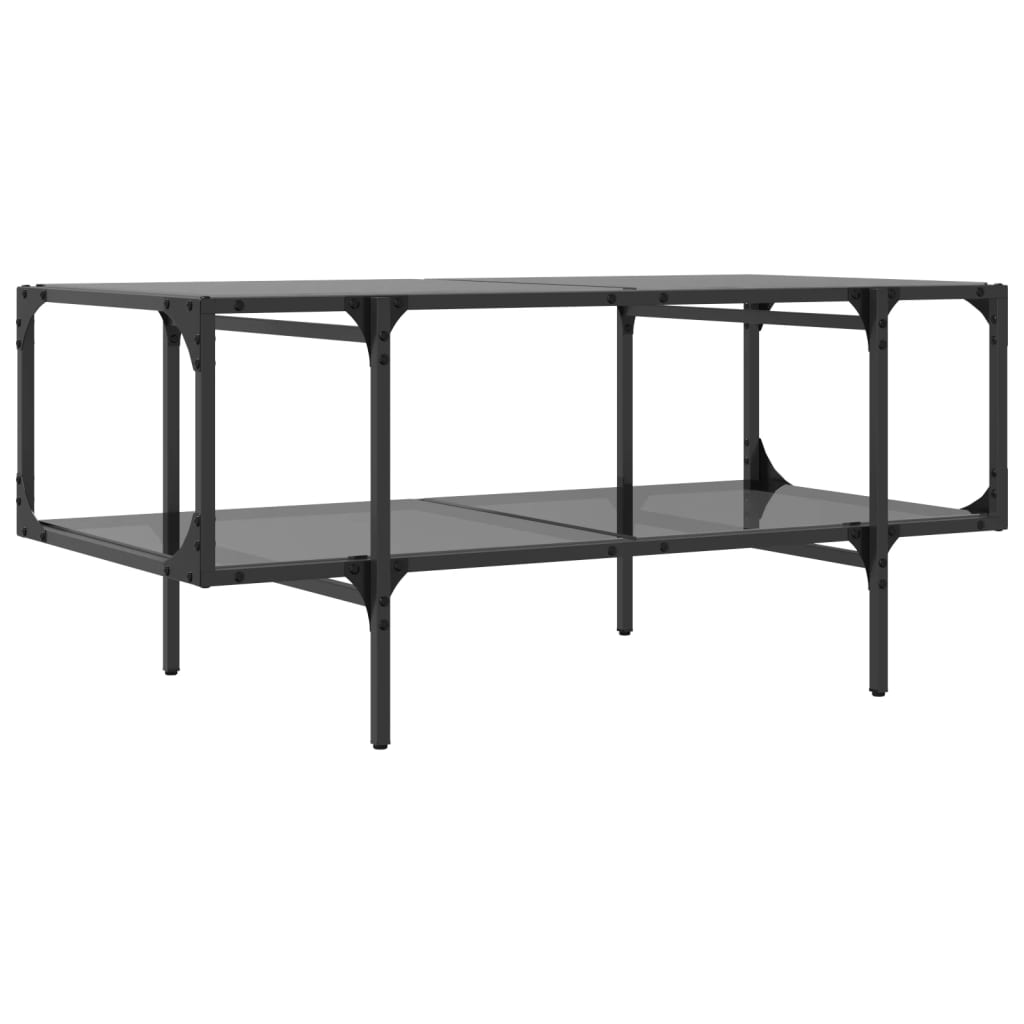 vidaXL Mesa de centro superficie de vidrio acero negra 98,5x50x45 cm