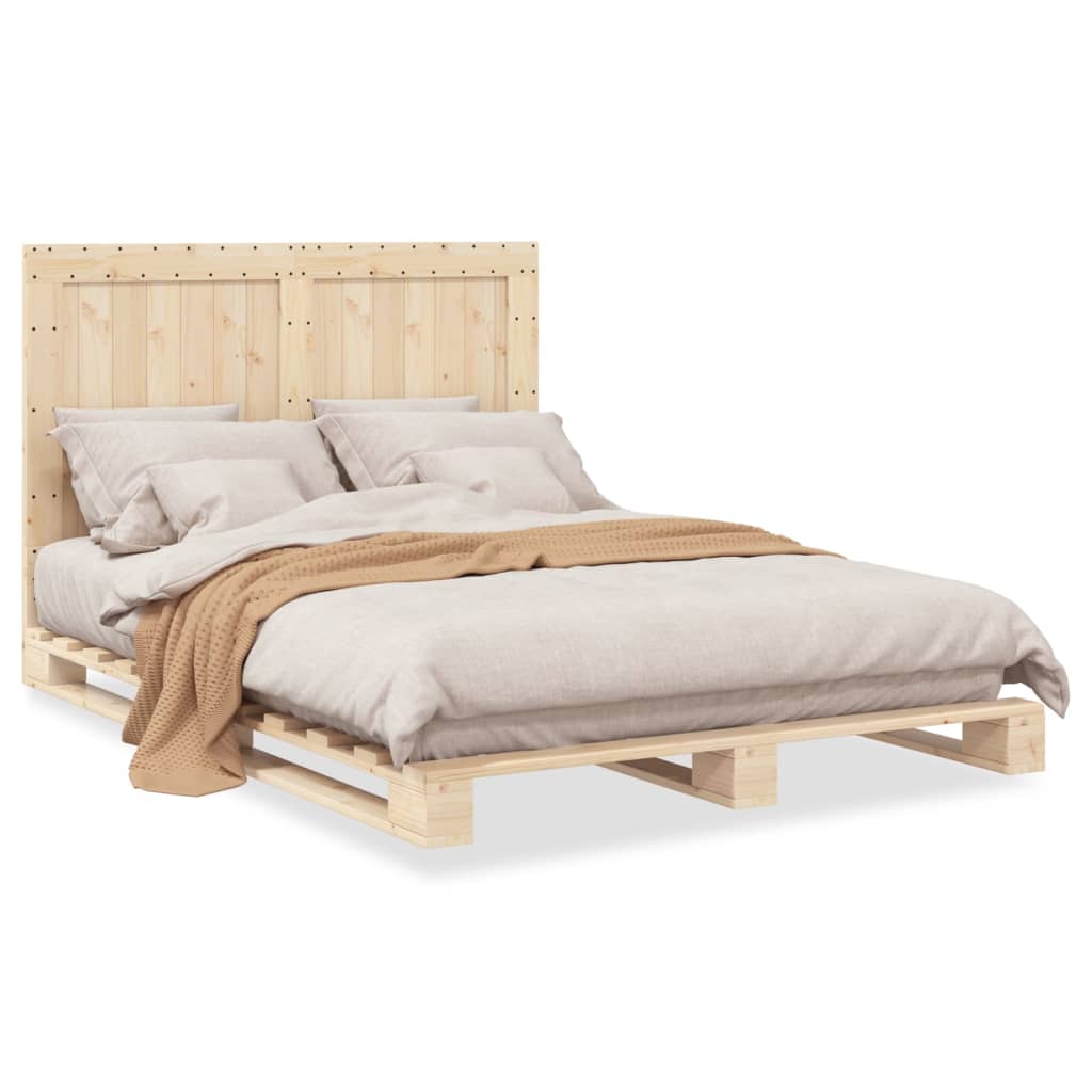 vidaXL Estructura de cama con cabecero madera maciza pino 160x200 cm