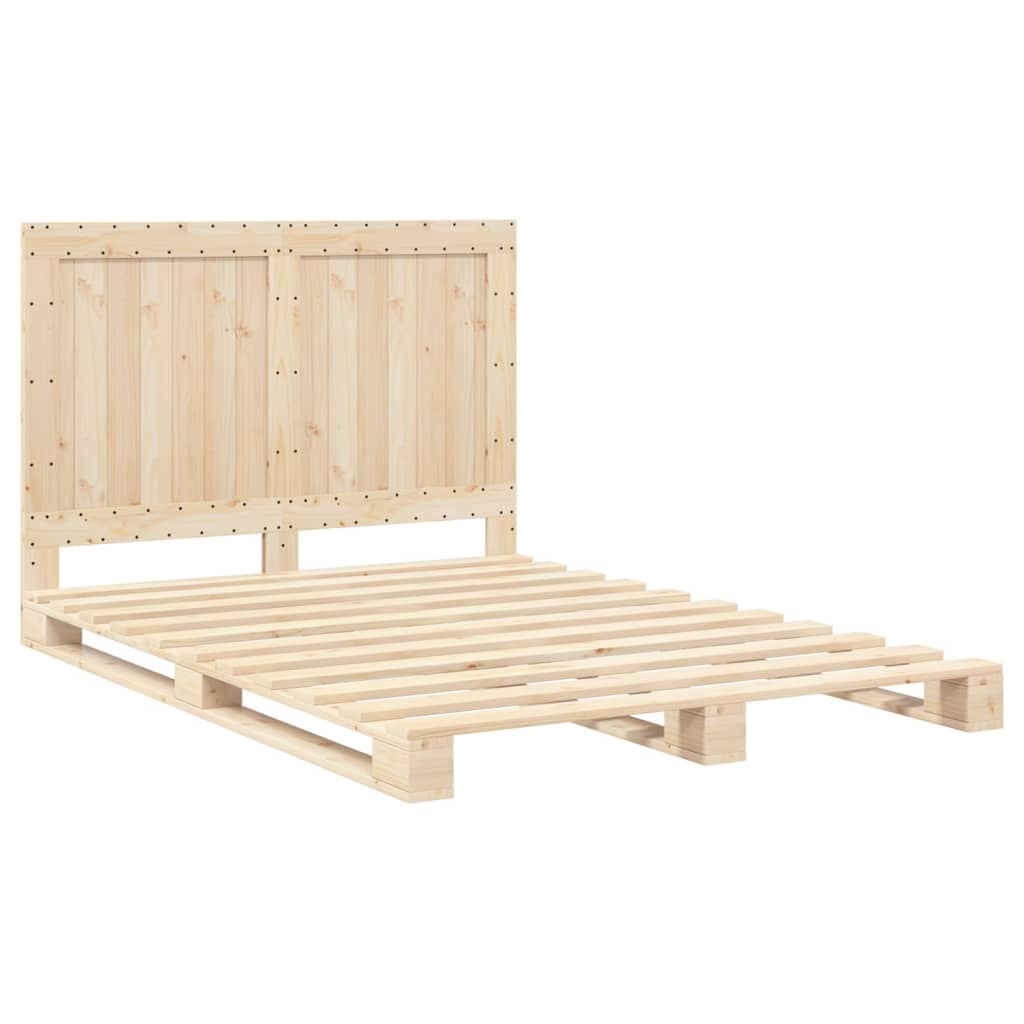 vidaXL Estructura de cama con cabecero madera maciza pino 160x200 cm