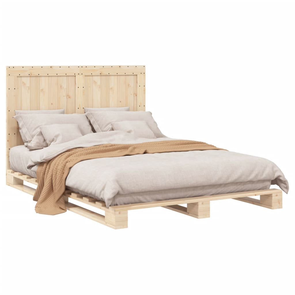 vidaXL Estructura de cama con cabecero madera maciza pino 160x200 cm