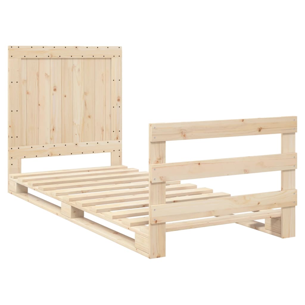 vidaXL Estructura de cama con cabecero madera maciza de pino 90x200 cm