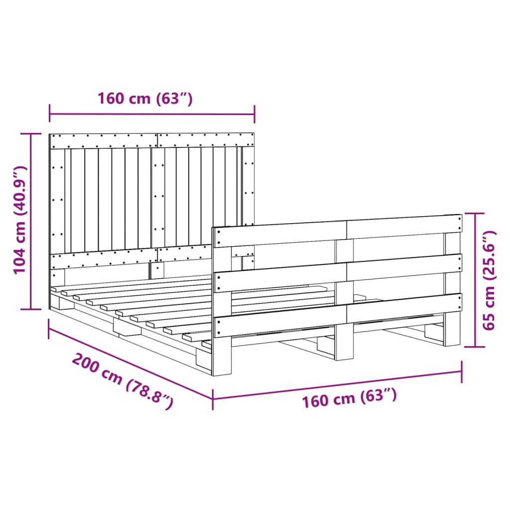 vidaXL Estructura de cama con cabecero madera maciza pino 160x200 cm