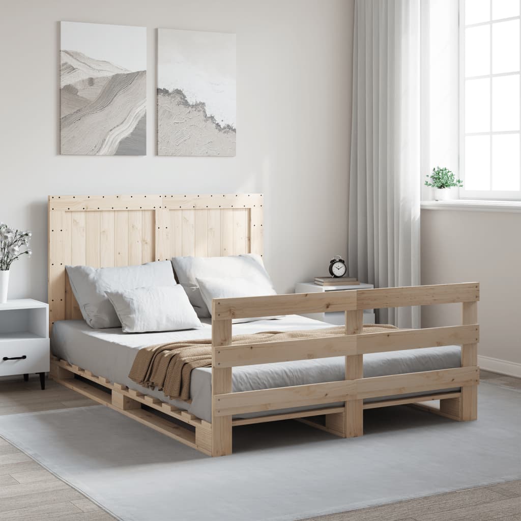 vidaXL Estructura de cama con cabecero madera maciza pino 160x200 cm