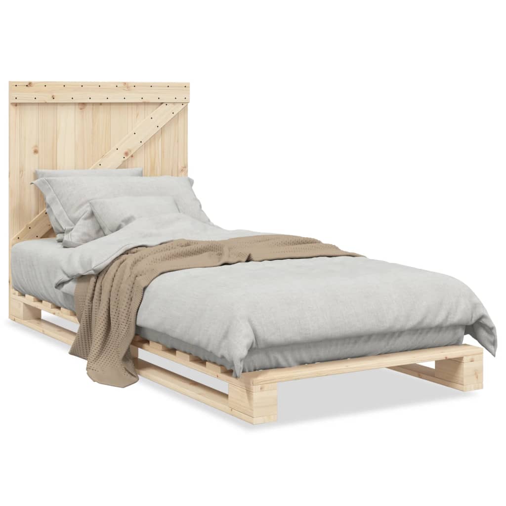 vidaXL Estructura de cama con cabecero madera maciza de pino 90x200 cm