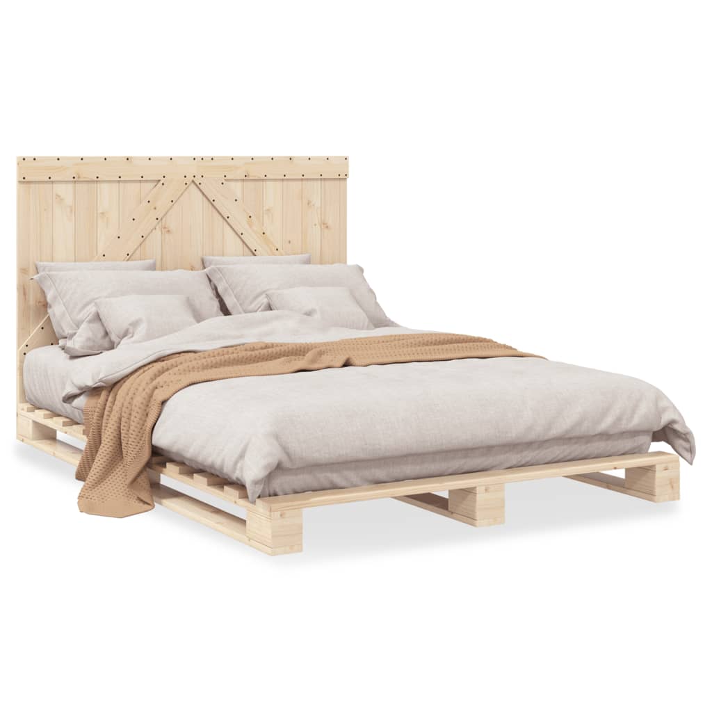 vidaXL Estructura de cama con cabecero madera maciza pino 160x200 cm