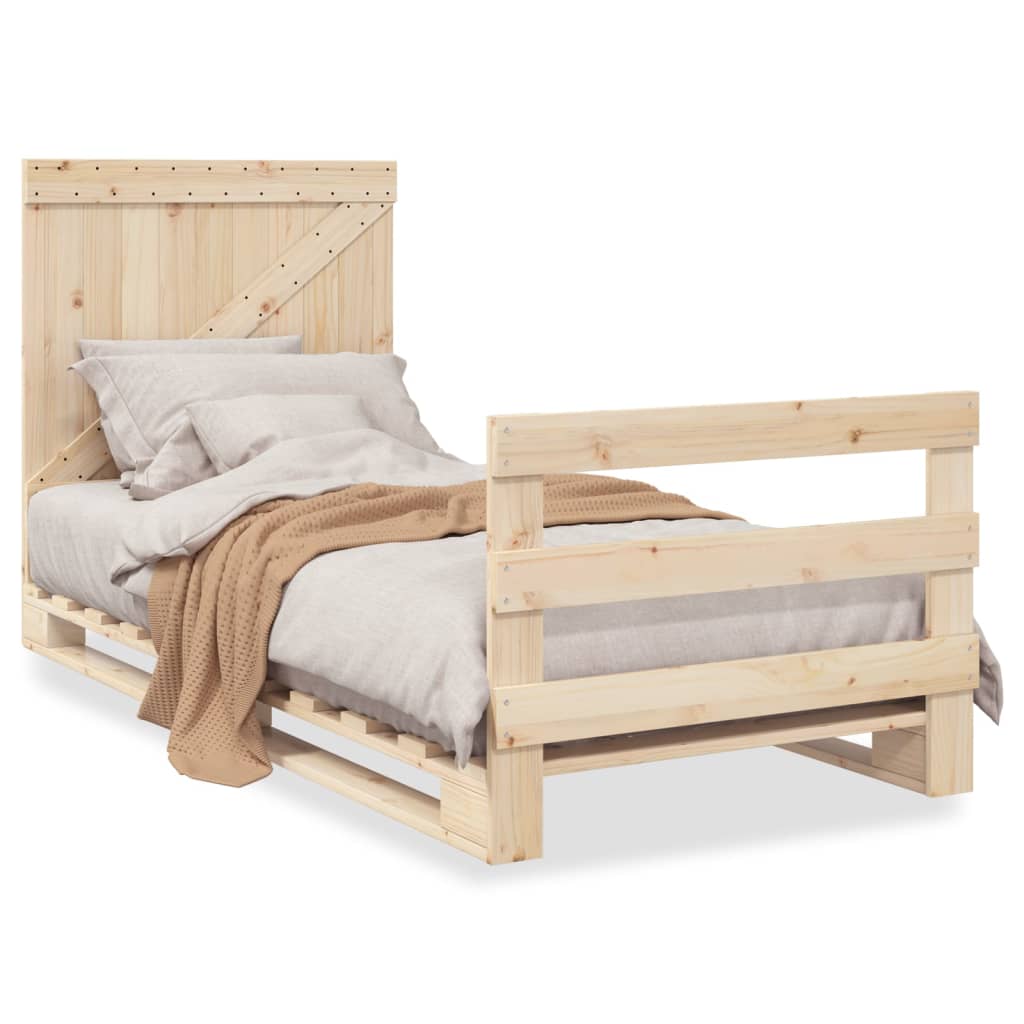 vidaXL Estructura de cama con cabecero madera maciza de pino 90x200 cm