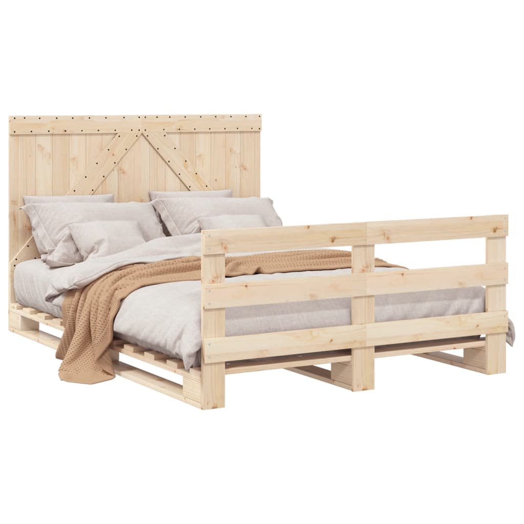 vidaXL Estructura de cama con cabecero madera maciza pino 160x200 cm