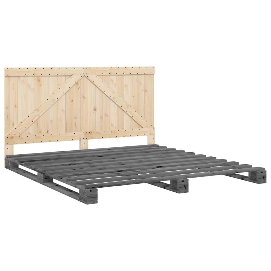 vidaXL Estructura de cama con cabecero madera de pino gris 200x200cm