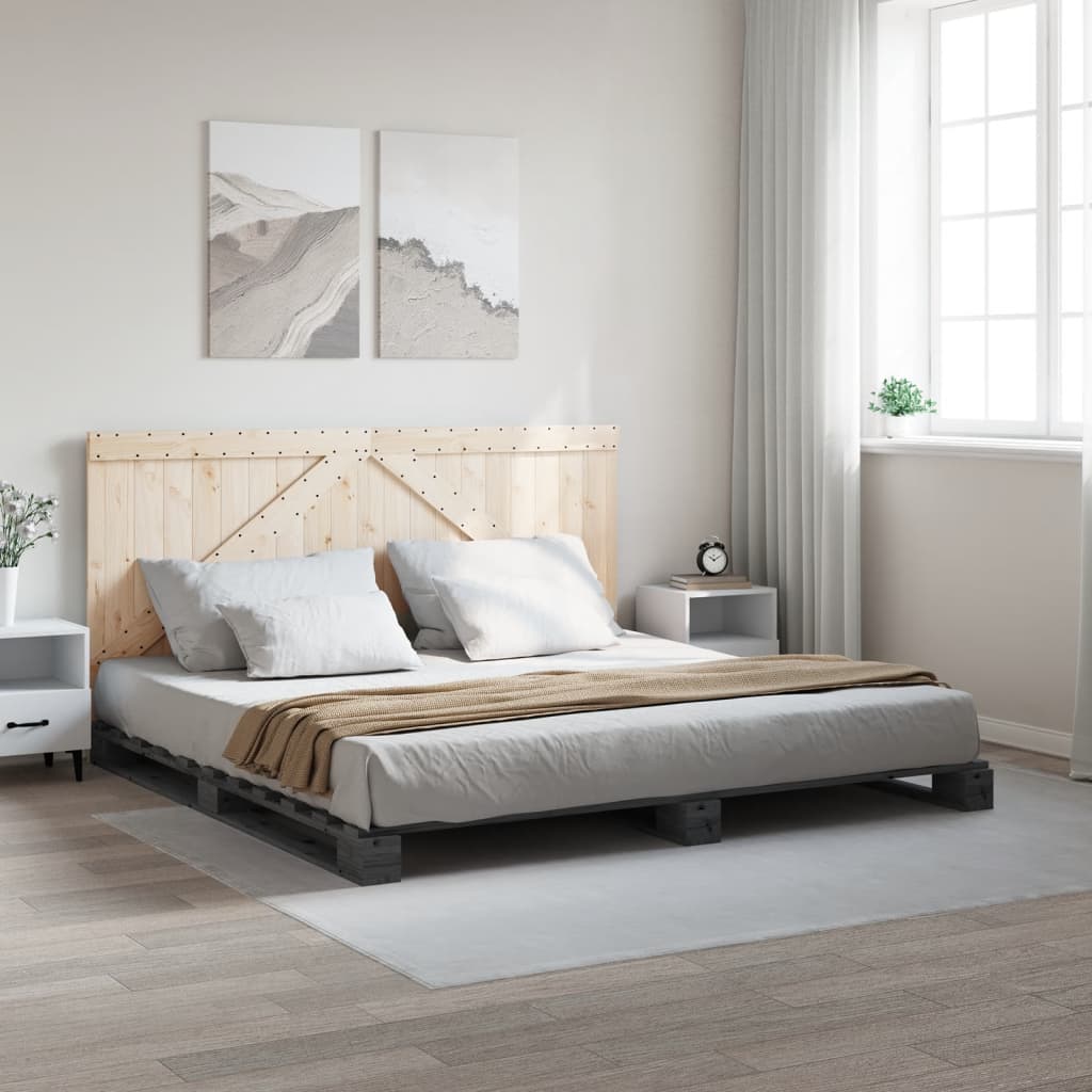 vidaXL Estructura de cama con cabecero madera de pino gris 200x200cm