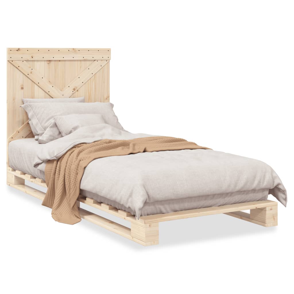 vidaXL Estructura de cama con cabecero madera maciza de pino 90x200 cm