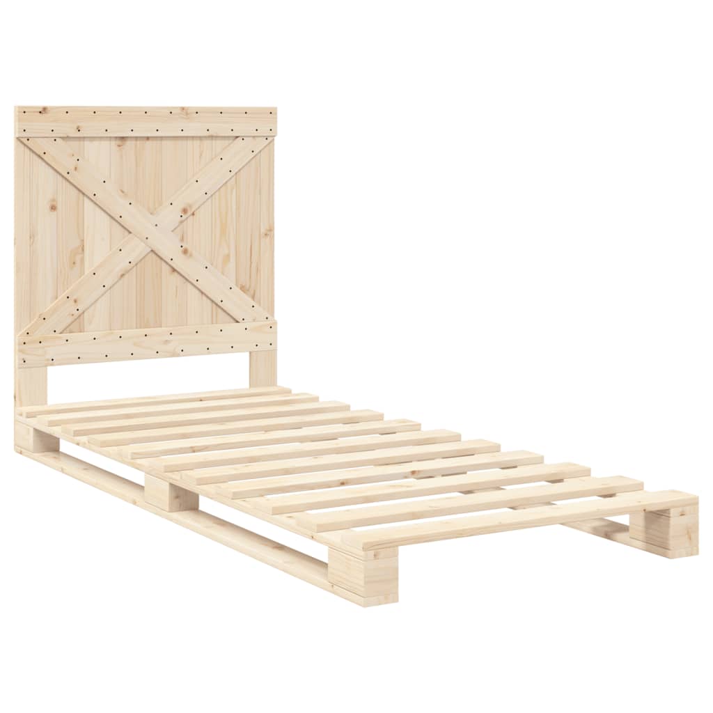 vidaXL Estructura de cama con cabecero madera maciza de pino 90x200 cm