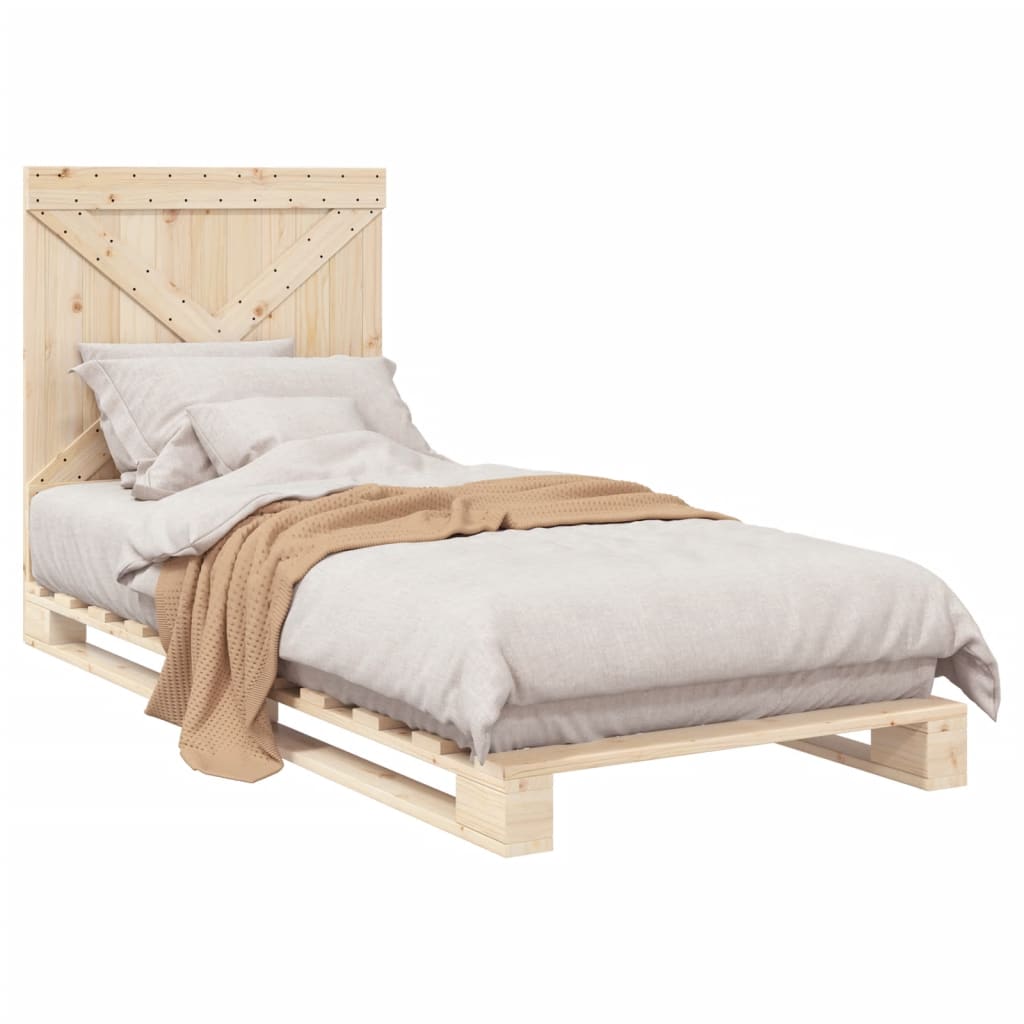 vidaXL Estructura de cama con cabecero madera maciza de pino 90x200 cm