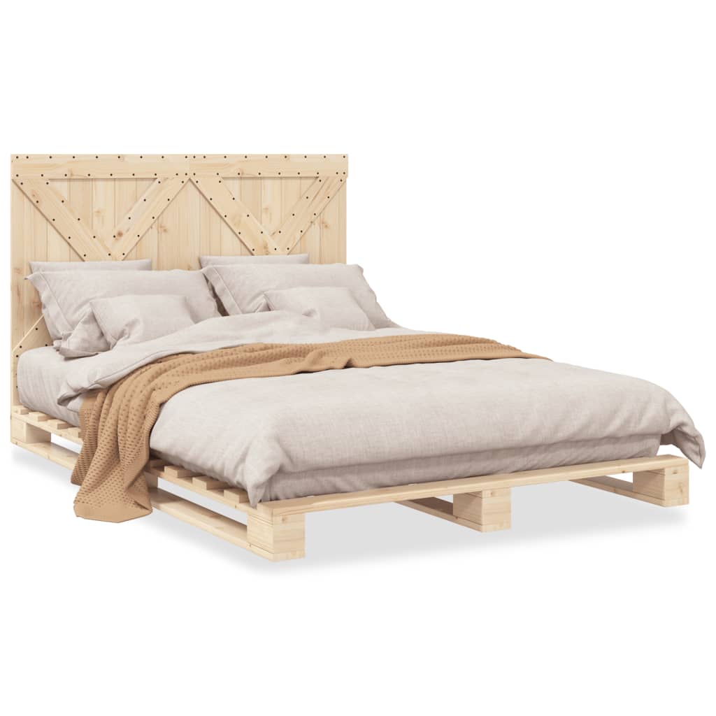 vidaXL Estructura de cama con cabecero madera maciza pino 160x200 cm