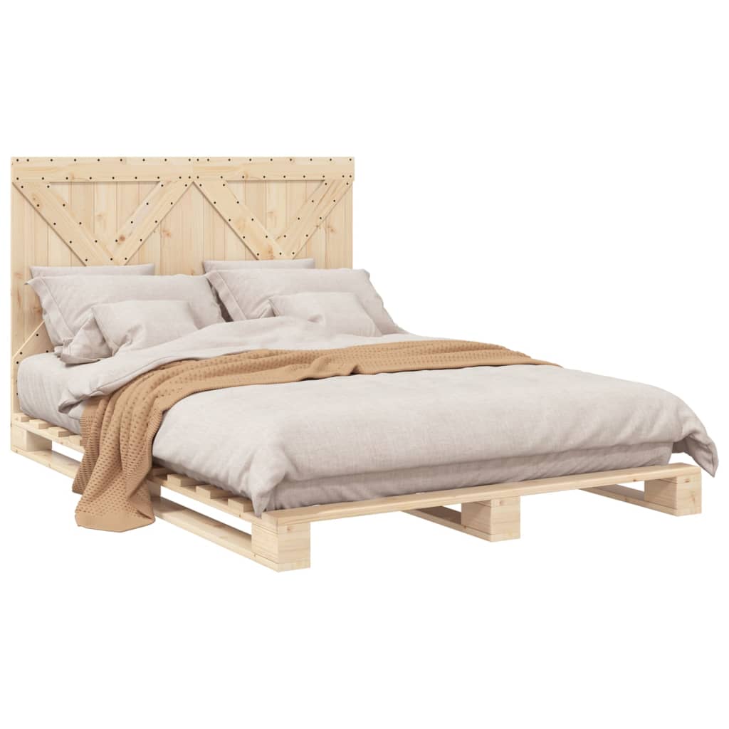 vidaXL Estructura de cama con cabecero madera maciza pino 160x200 cm