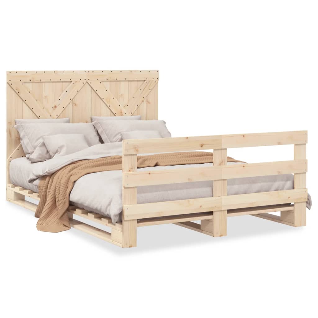 vidaXL Estructura de cama con cabecero madera maciza pino 160x200 cm