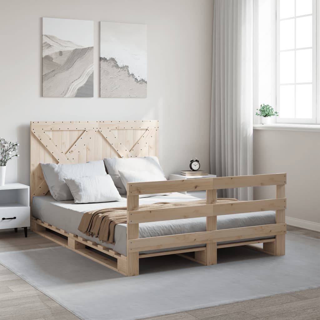 vidaXL Estructura de cama con cabecero madera maciza pino 160x200 cm