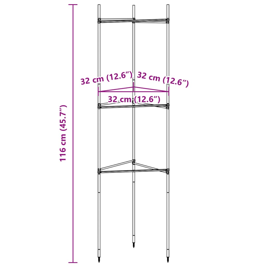 vidaXL Tutores para tomates 4 unidades acero y PP 116 cm