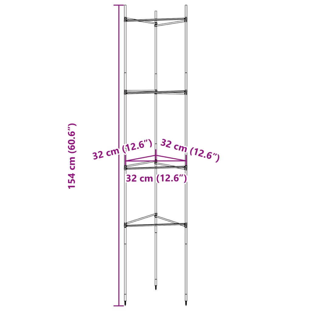 vidaXL Tutores para tomates 4 unidades acero y PP 154 cm