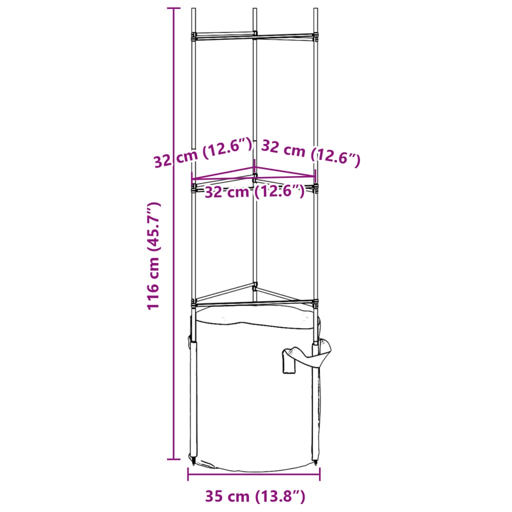 vidaXL Tutores para tomates con bolsa 6 uds de acero y PP 116 cm