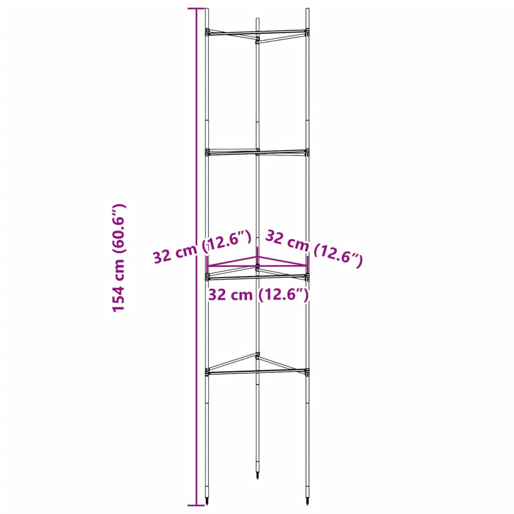 vidaXL Tutores para tomates 6 unidades acero y PP 154 cm