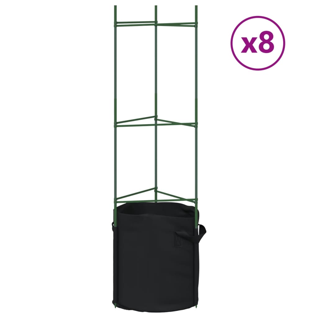 vidaXL Tutores para tomates con bolsa 8 uds de acero y PP 116 cm