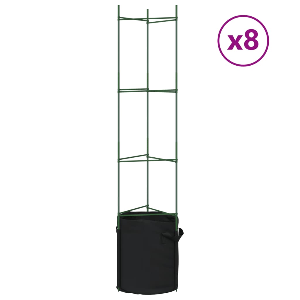 vidaXL Tutores para tomates con bolsa 8 uds de acero y PP 154 cm